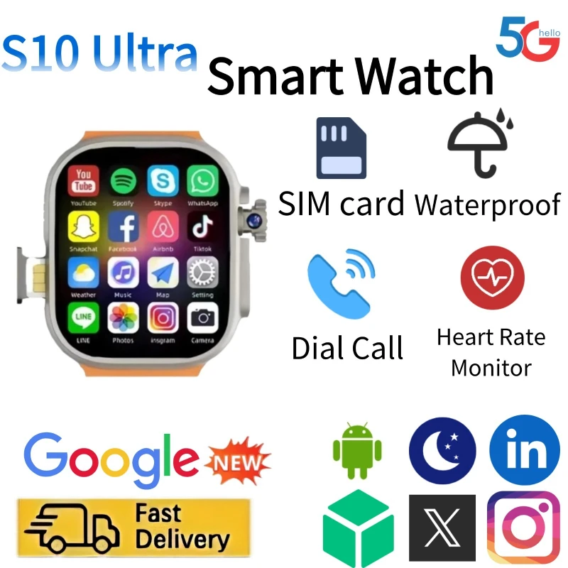 Smartwatch Watches Price - สมาร์ทวอทช์ S10Ultra รองรับซิมการ์ด กล้องหมุนได้ ระบบปฏิบัติการแอนดรอยด์ 9.0