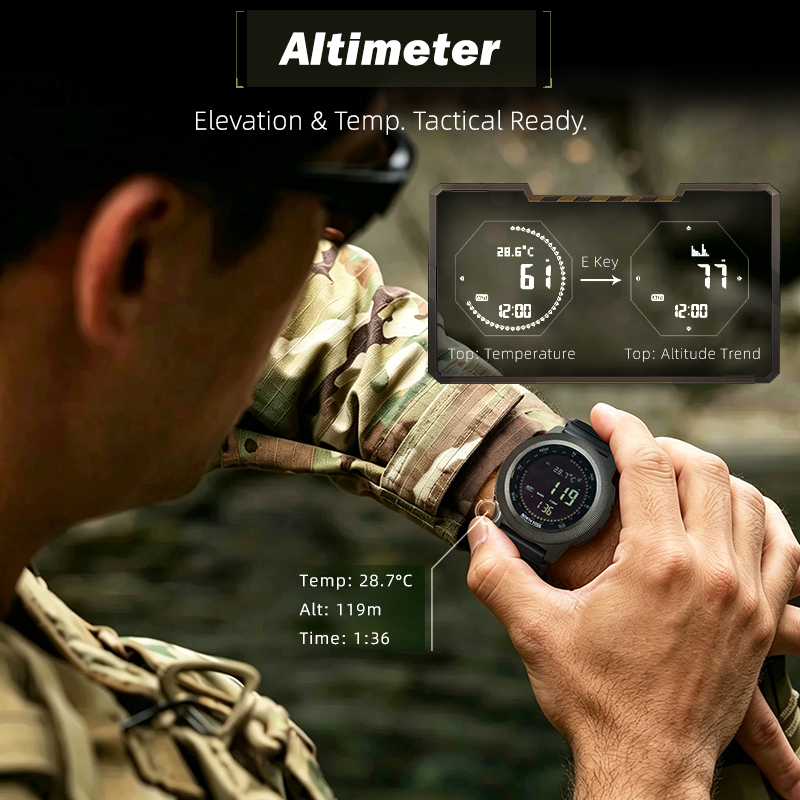นาฬิกาดิจิทัลสำหรับผู้ชาย NORT - Altimeter Compass Watch บทวิจารณ์และราคา