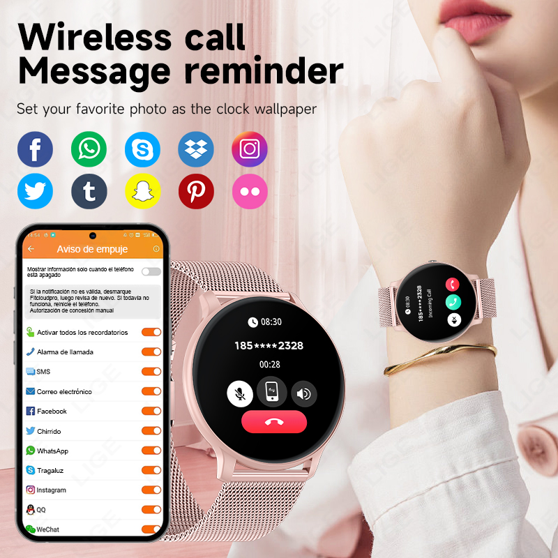 LIGE กันน้ำผู้หญิงสมาร์ทวอทช์ว - Watches Ladies Smartwatch บทวิจารณ์และราคา