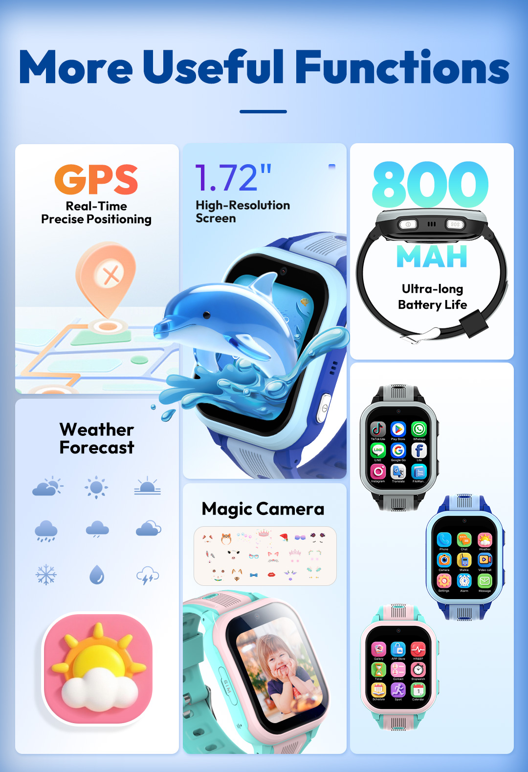 KT41 สมาร์ทวอทช์ - นาฬิกาโทรศั - Smartwatch Watches For Kids With Gps บทวิจารณ์และราคา