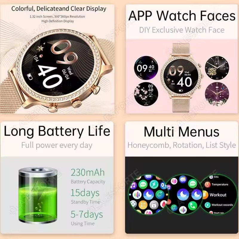 สมาร์ทวอทช์สำหรับผู้หญิง ดีไซน - Smartwatch Watches Price บทวิจารณ์และราคา